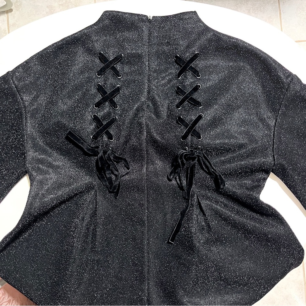 Black glitter lace up top with a touch of gothic flair